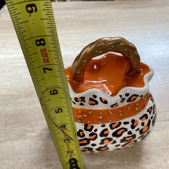 David’s leopard cookie jar with orange and black PURSE 7” - Picture 4 of 7